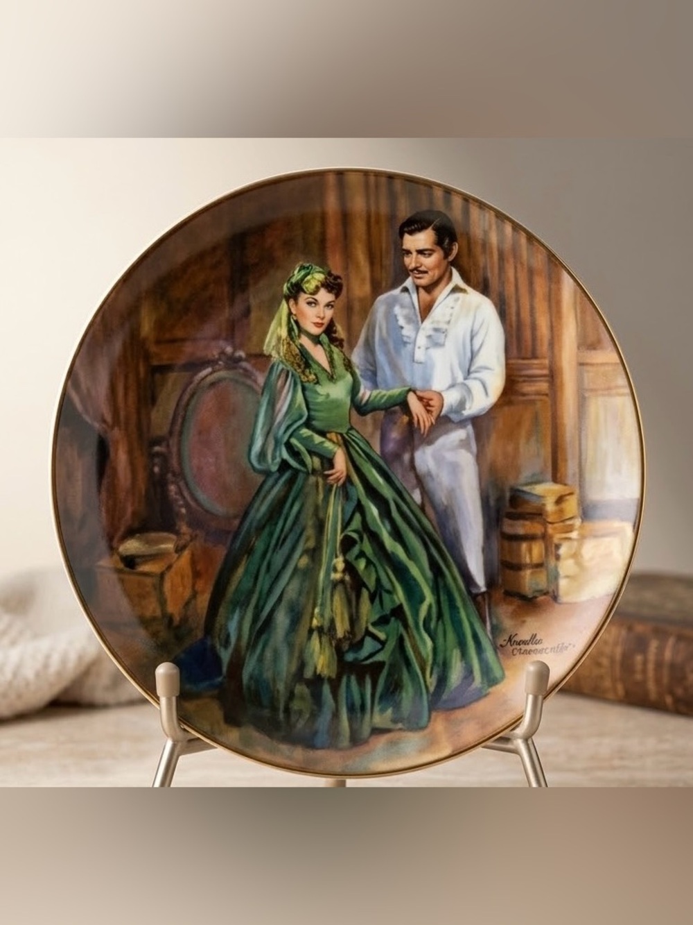 VTG Edwin Knowles Gone With The Wind “Scarlett’s Green Dress” Collector Plate